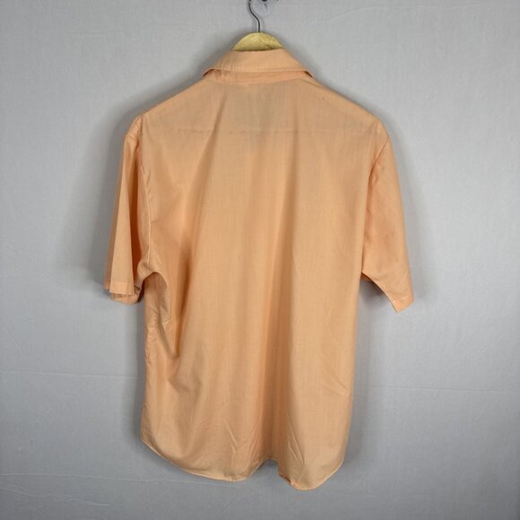 Vintage Capri West Short Sleeve Button Shirt Peach Large 70s Big Collar - Picture 4 of 4